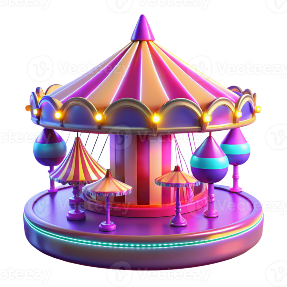 dramatic artistic 3D Render of a Whimsical Carousel professional png
