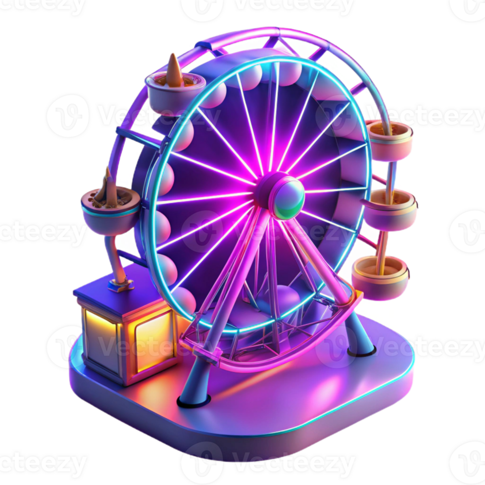 serene rustic Neon Ferris Wheel 3D Render professional png