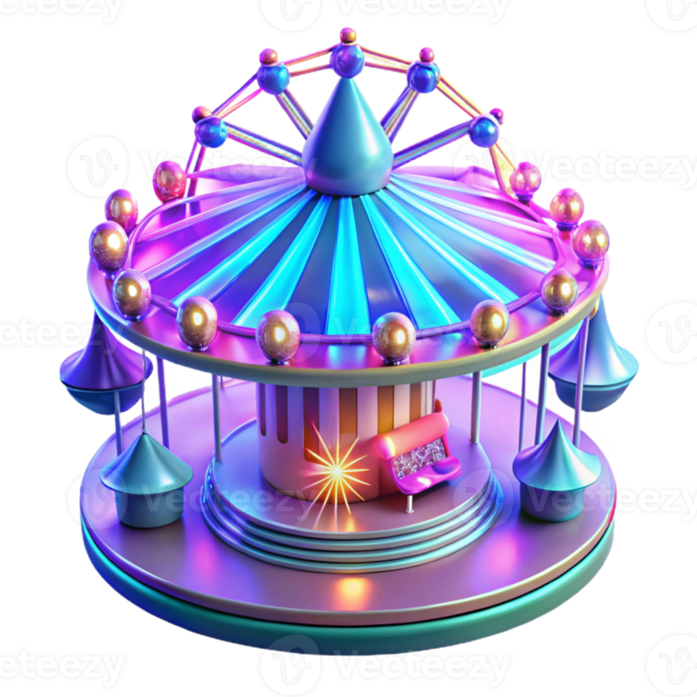 magnificent minimalist Whimsical 3D Carousel Illustration detailed png