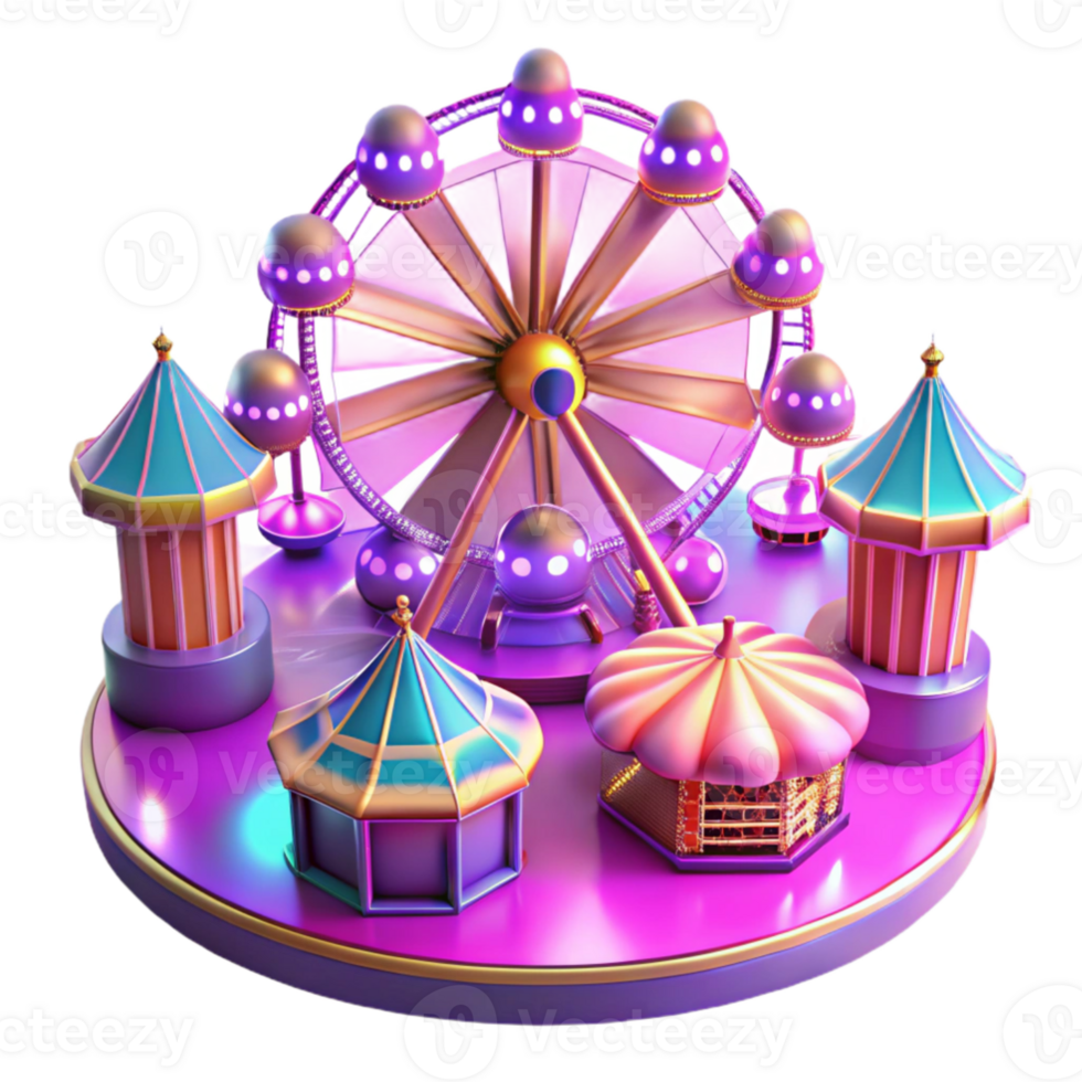 magnificent minimalist 3D Render of Amusement Park Ferris Wheel authentic png