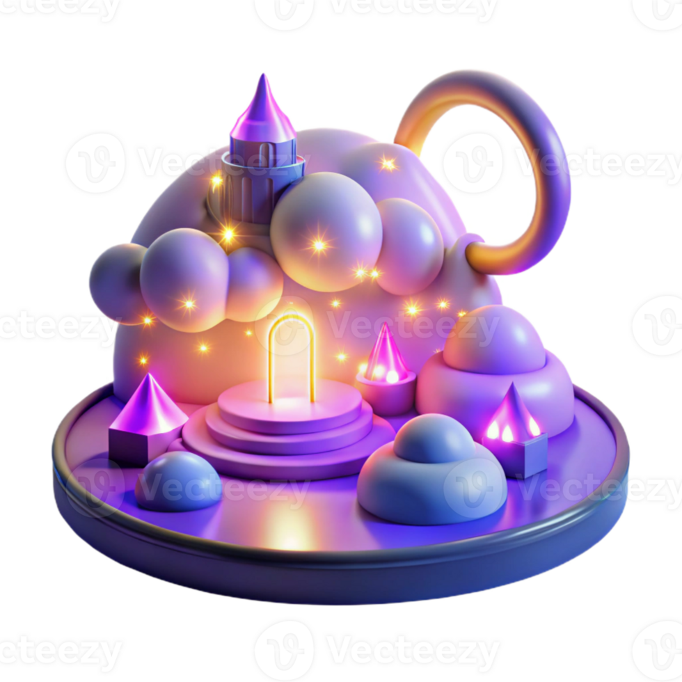wonderful modern 3D Render Fantasy Cloudscape with Illuminated Portal high quality png