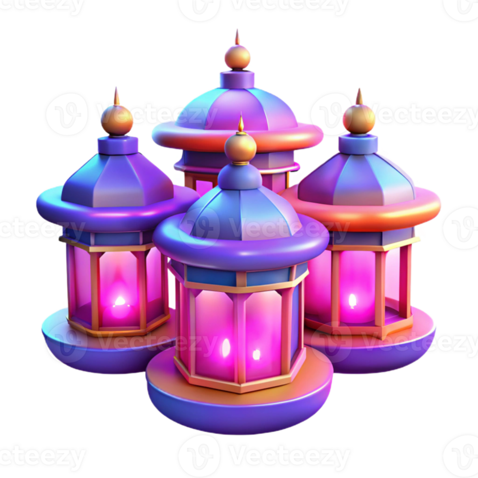 beautiful modern 3D Render Luminous Lanterns exclusive png