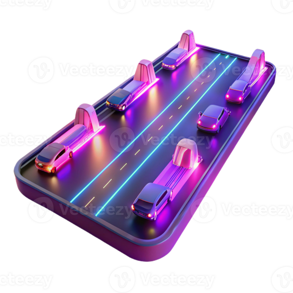 elegant vintage Neon Highway 3D Illustration professional png