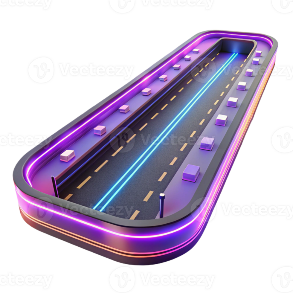 stunning rustic Neon Highway 3D Render genuine png