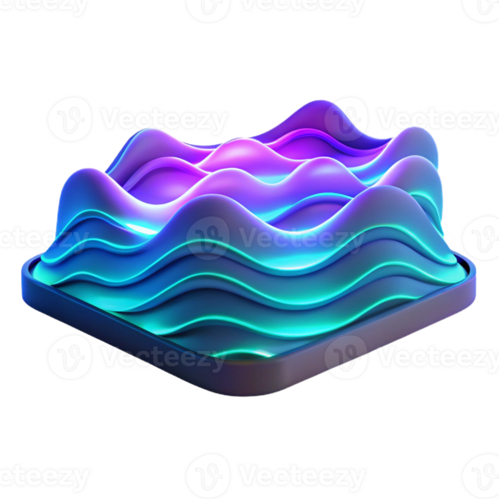 impressive modern Neon Wave 3D Render authentic png