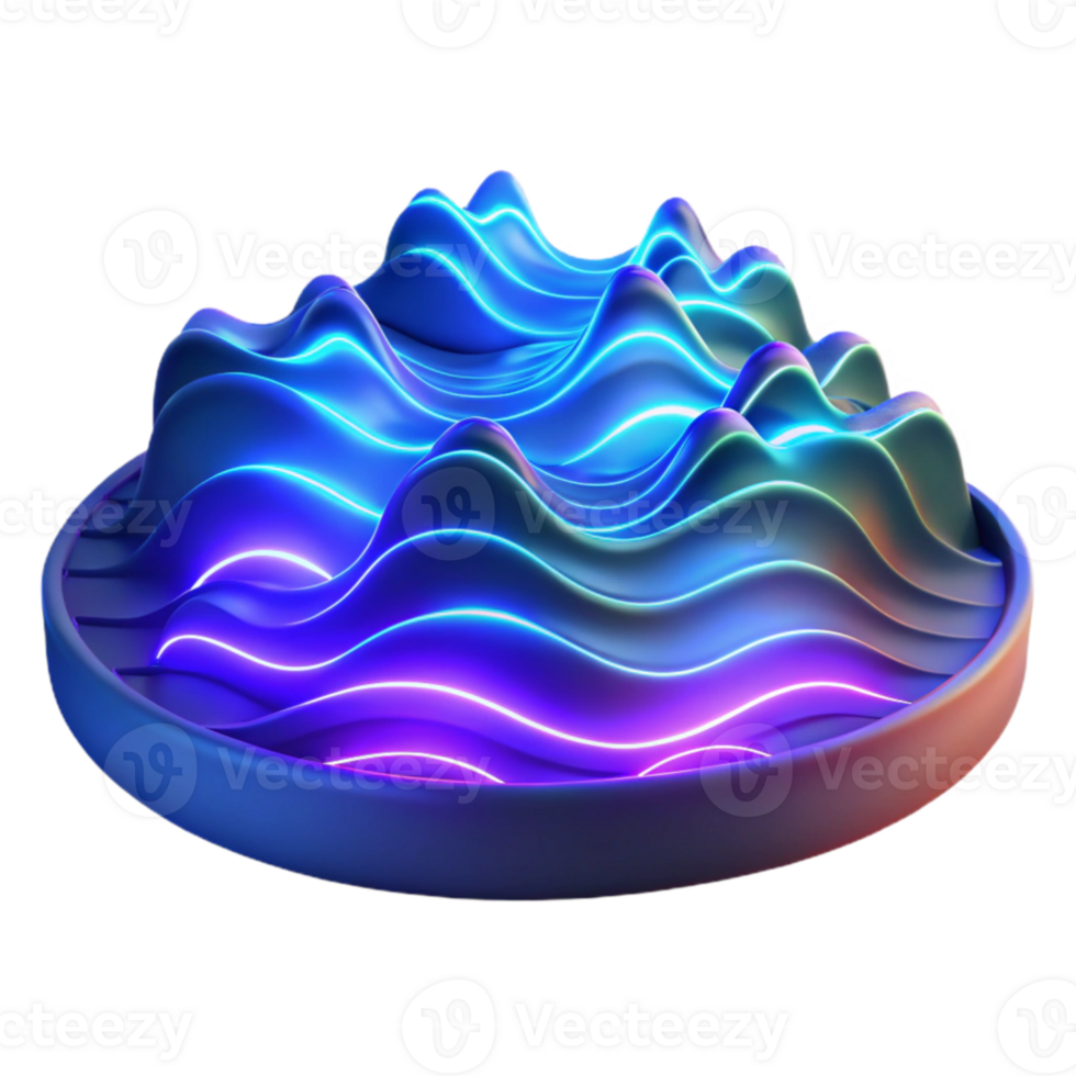 elegant artistic Neon Wave 3D Abstract Background authentic png