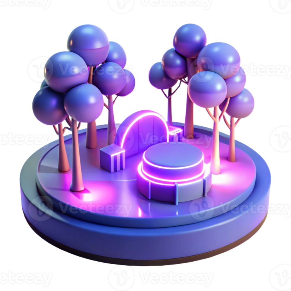 magnificent creative Neon Glow 3D Park Stage Illustration exclusive png