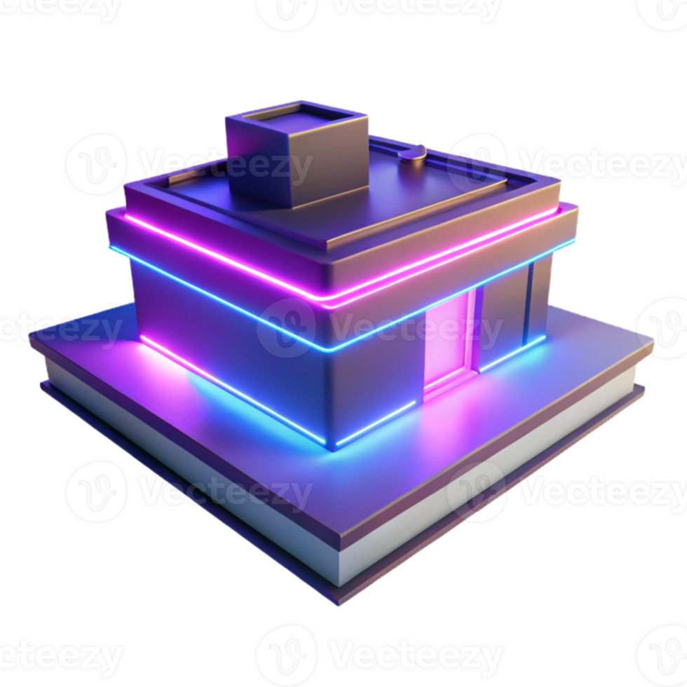 stunning creative Neon Building 3D Render premium png