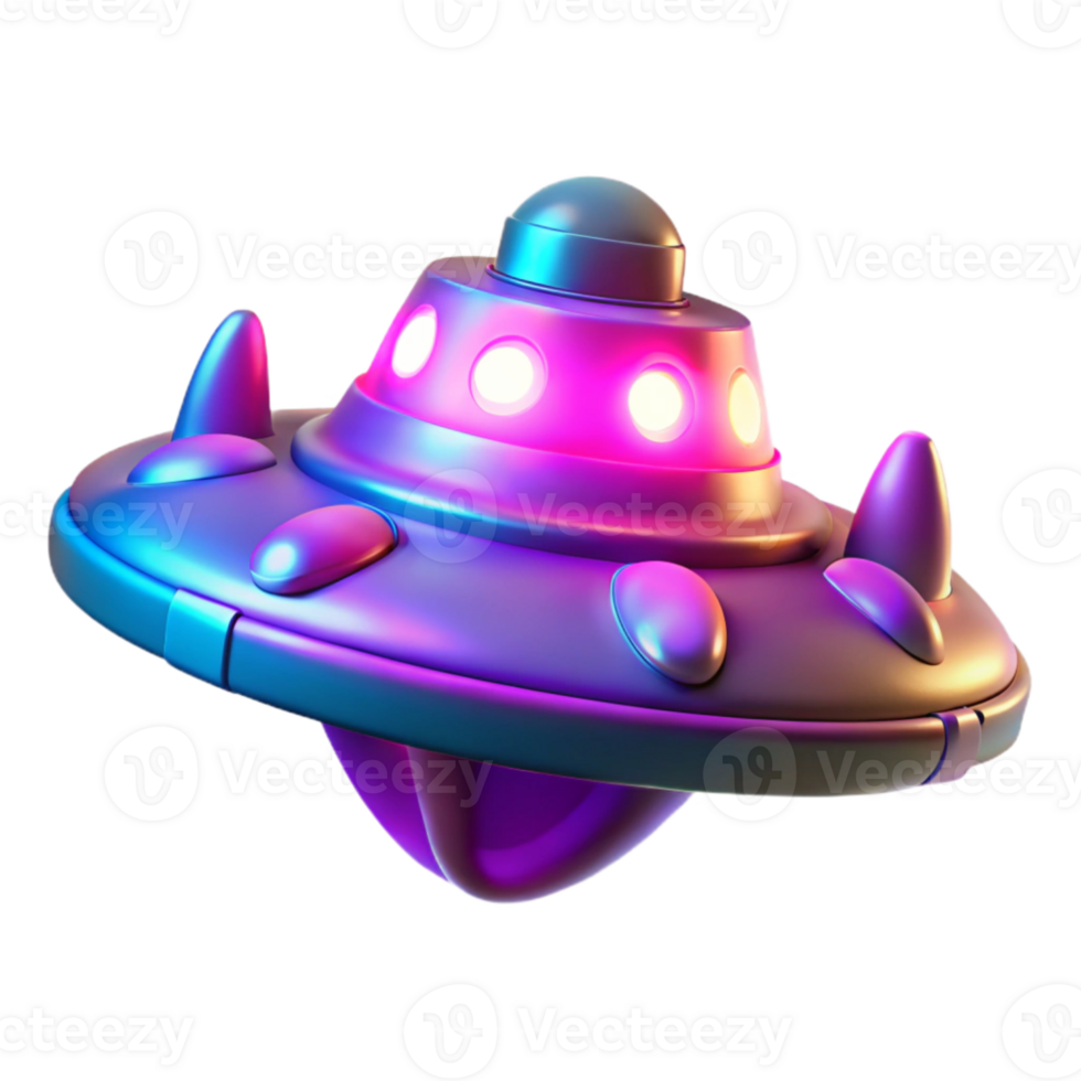 serene modern 3D Render Cartoon UFO Spaceship high quality png