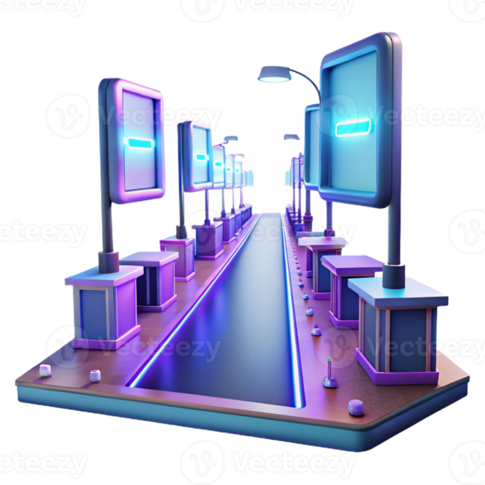 elegant abstract Neon Glow Pathway 3D Illustration exclusive png