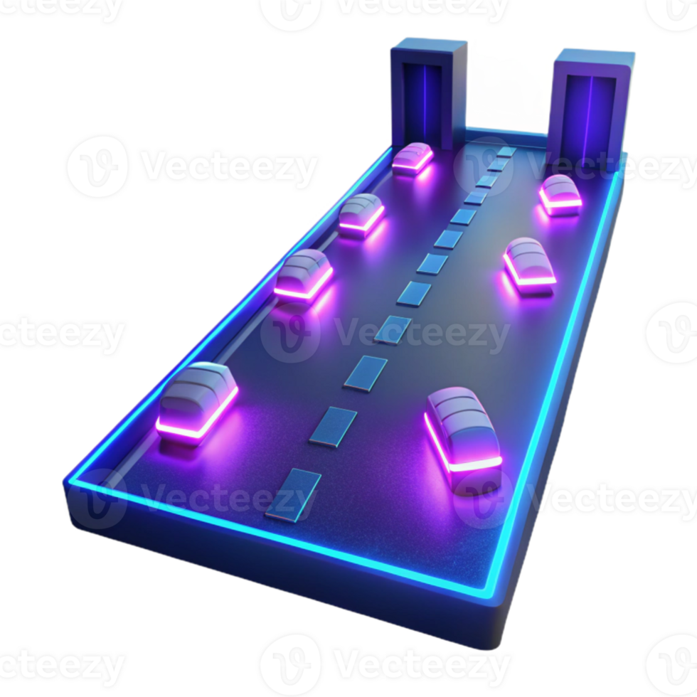 extraordinary abstract Neon Highway 3D Render high resolution png
