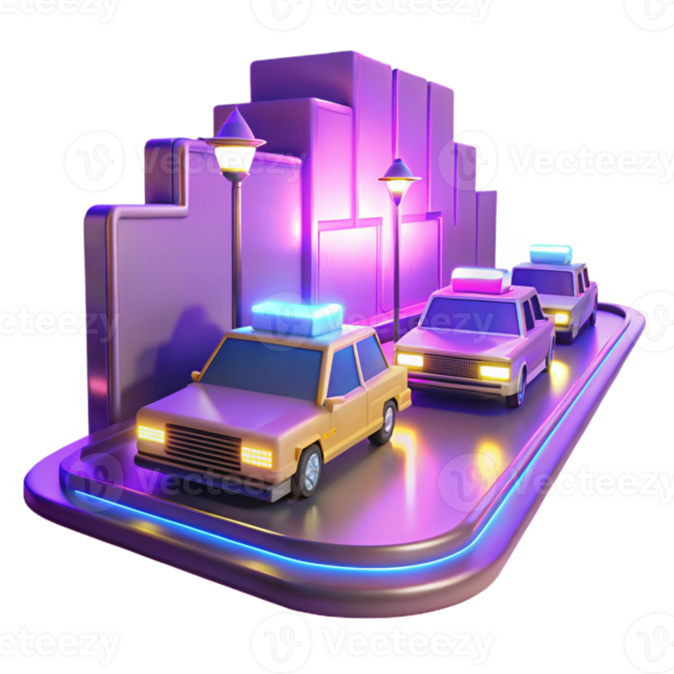 stunning abstract Night City Taxi 3D Render professional png