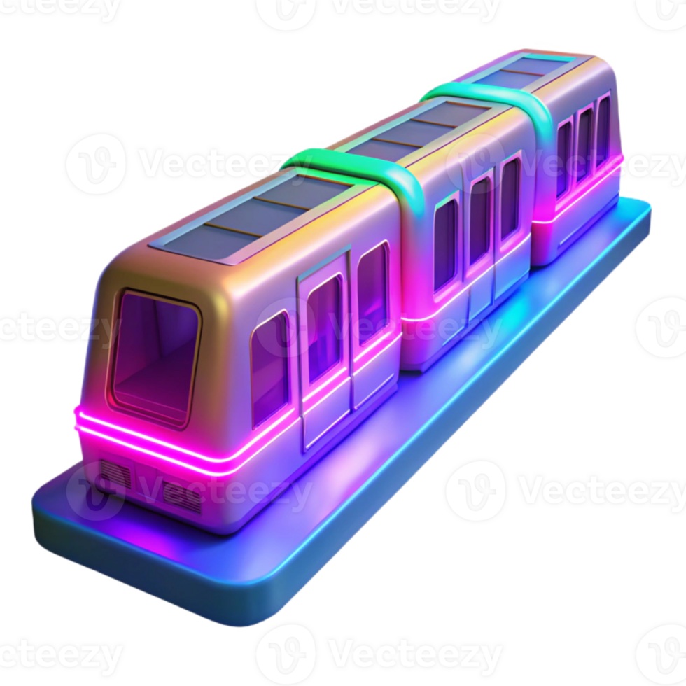elegant rustic Neon Train 3D Render genuine png