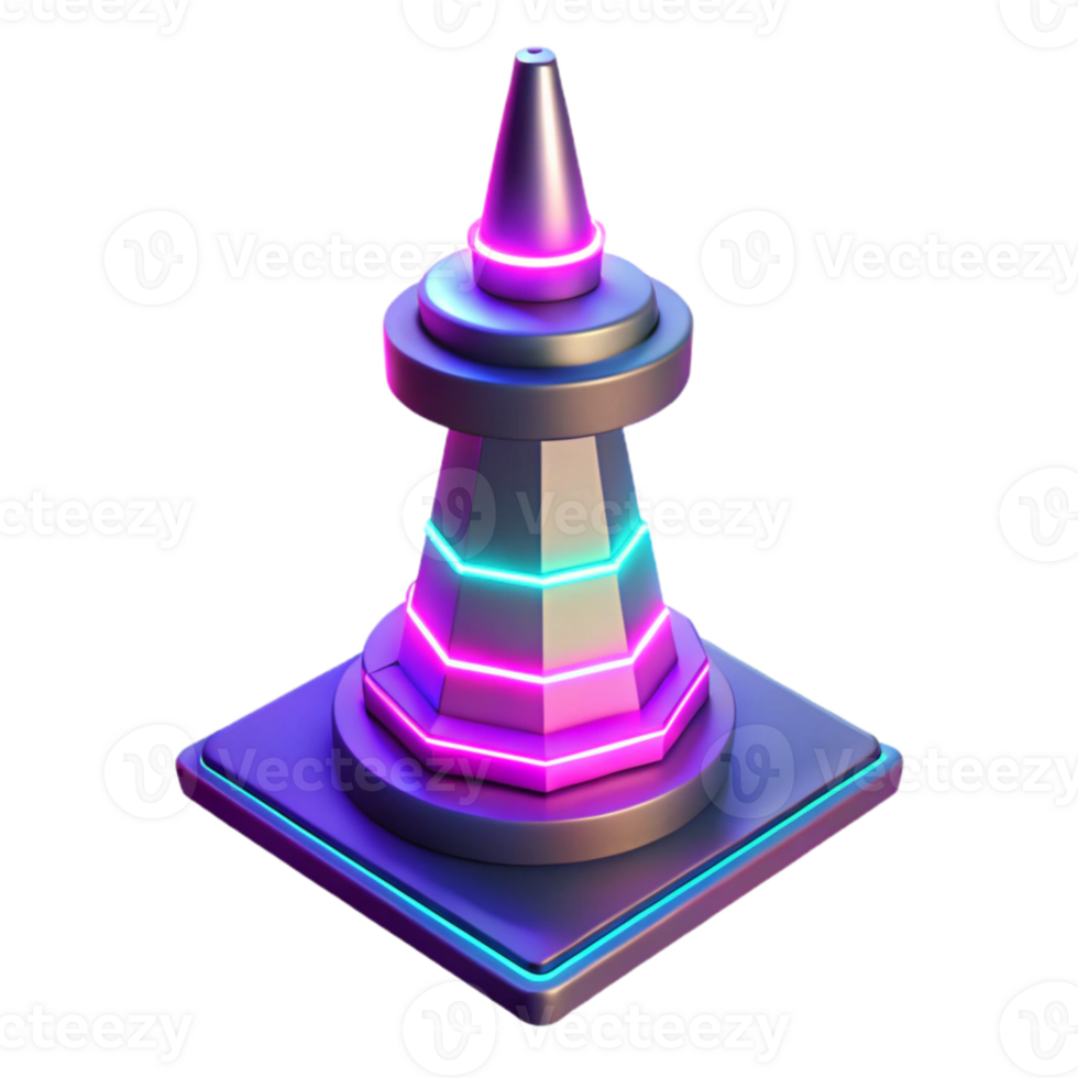 vibrant abstract Neon Tower 3D Render authentic png