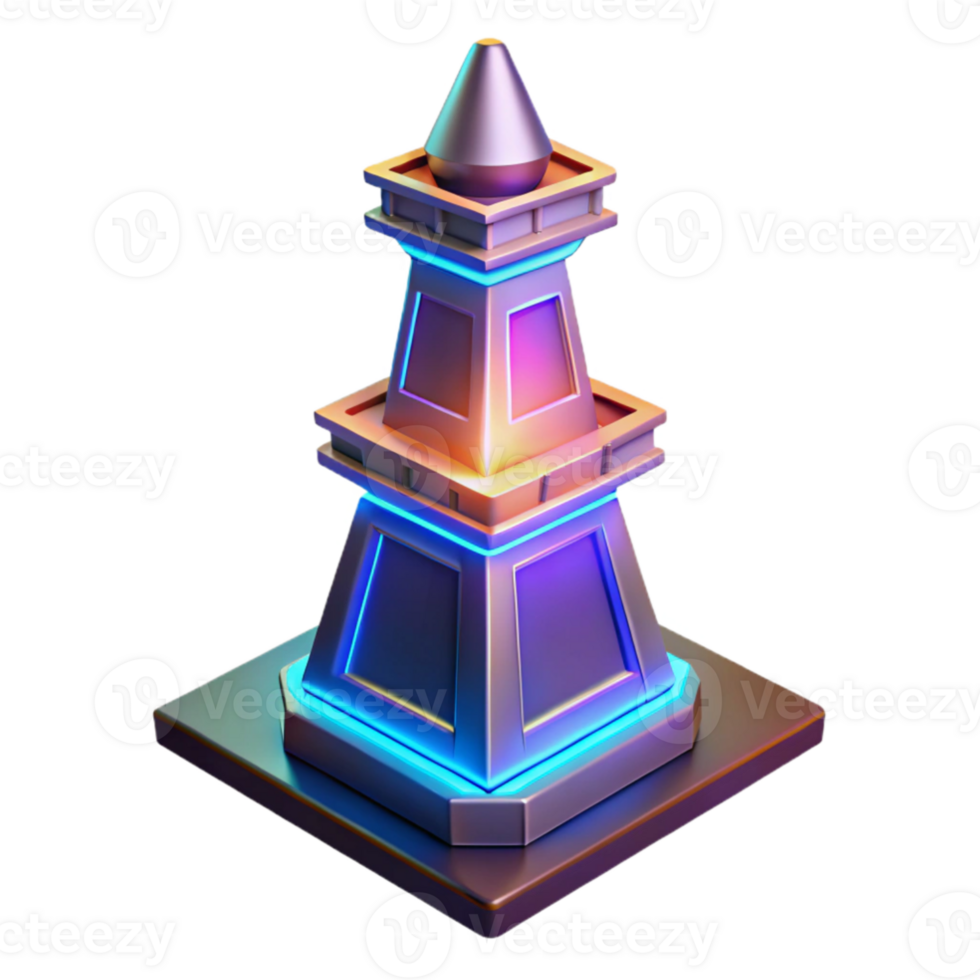 wonderful modern Neon Tower 3D Render genuine png