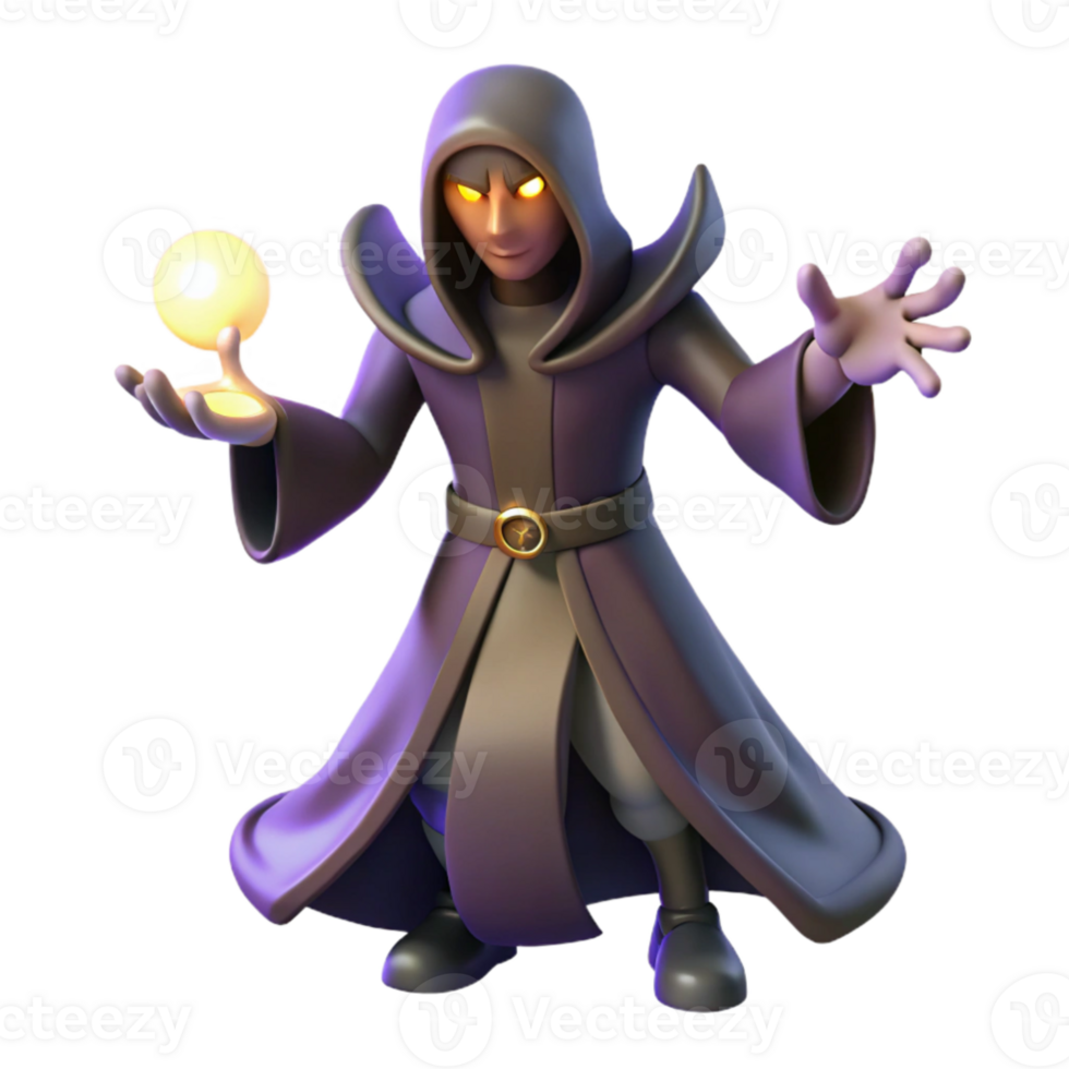 dramatic rustic Dark Wizard 3D Render 4K png