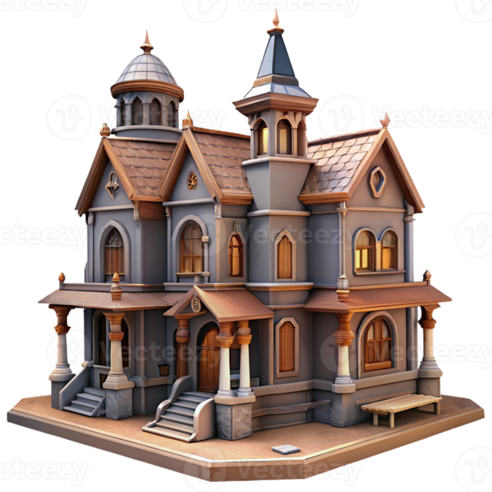 magnificent abstract Stylized 3D Model of a Grand House original png