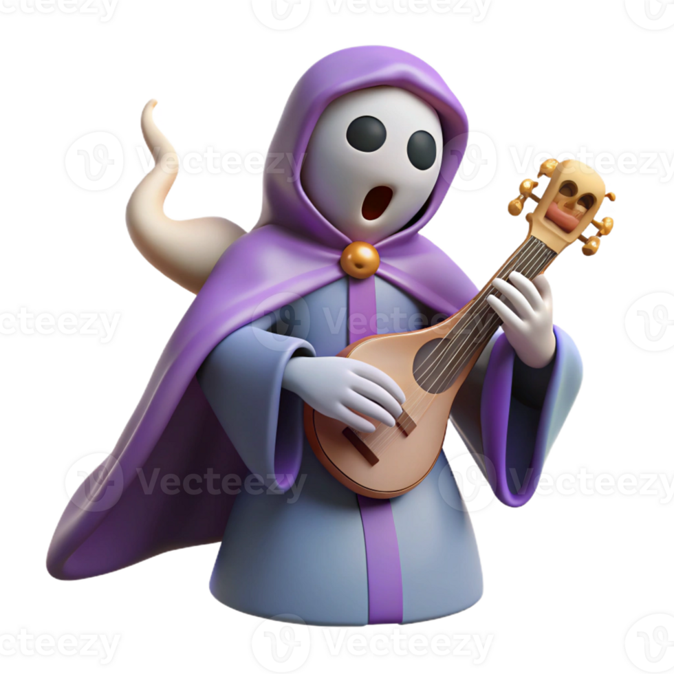 impressive classic 3D Render of a Ghostly Minstrel genuine png