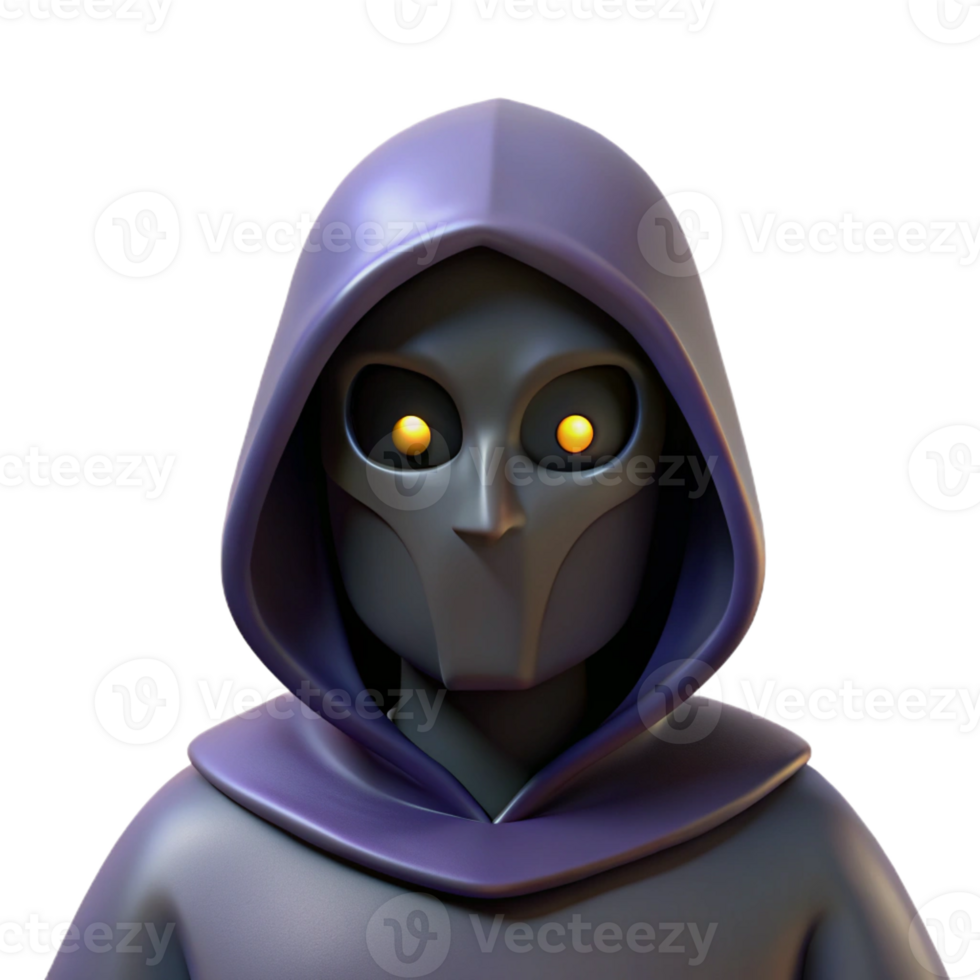 extraordinary abstract 3D Render Mysterious Hooded Figure professional png