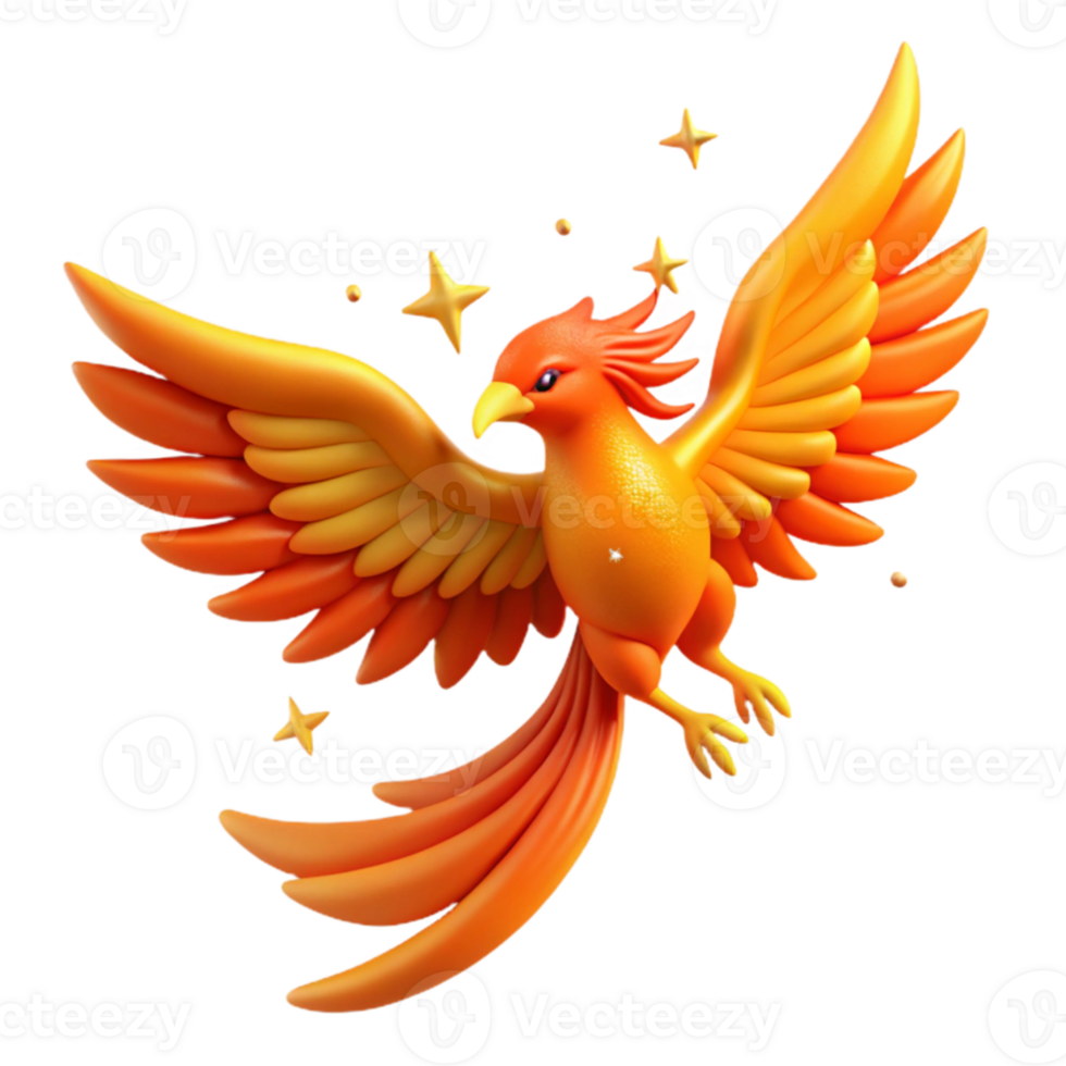 serene artistic 3D Render of a Mythical Phoenix Bird detailed png