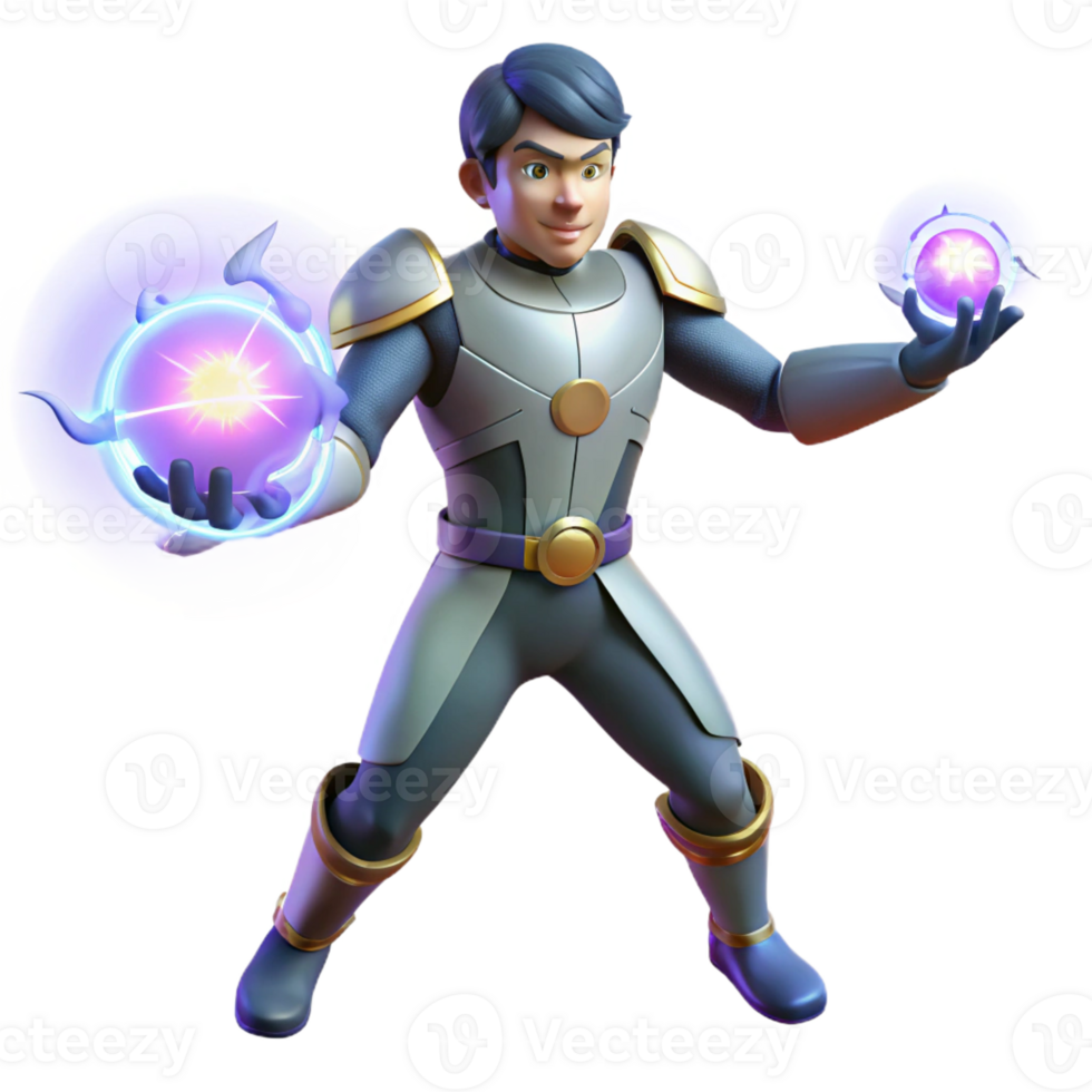 serene contemporary 3D Render Boy Superhero Power original png