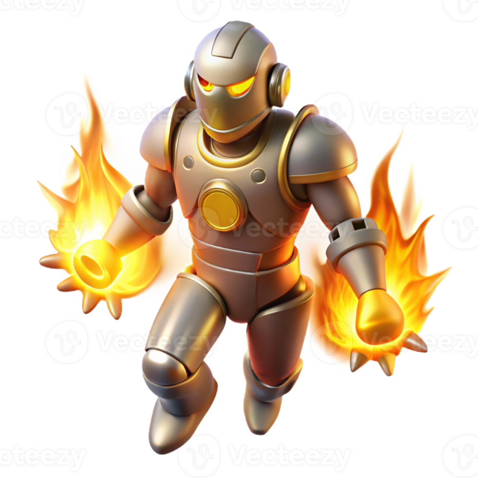 serene abstract Fiery Robot 3D Render genuine png