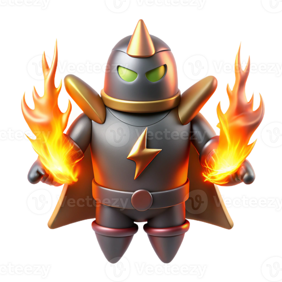 extraordinary traditional 3D Render of a Fire Robot 4K png