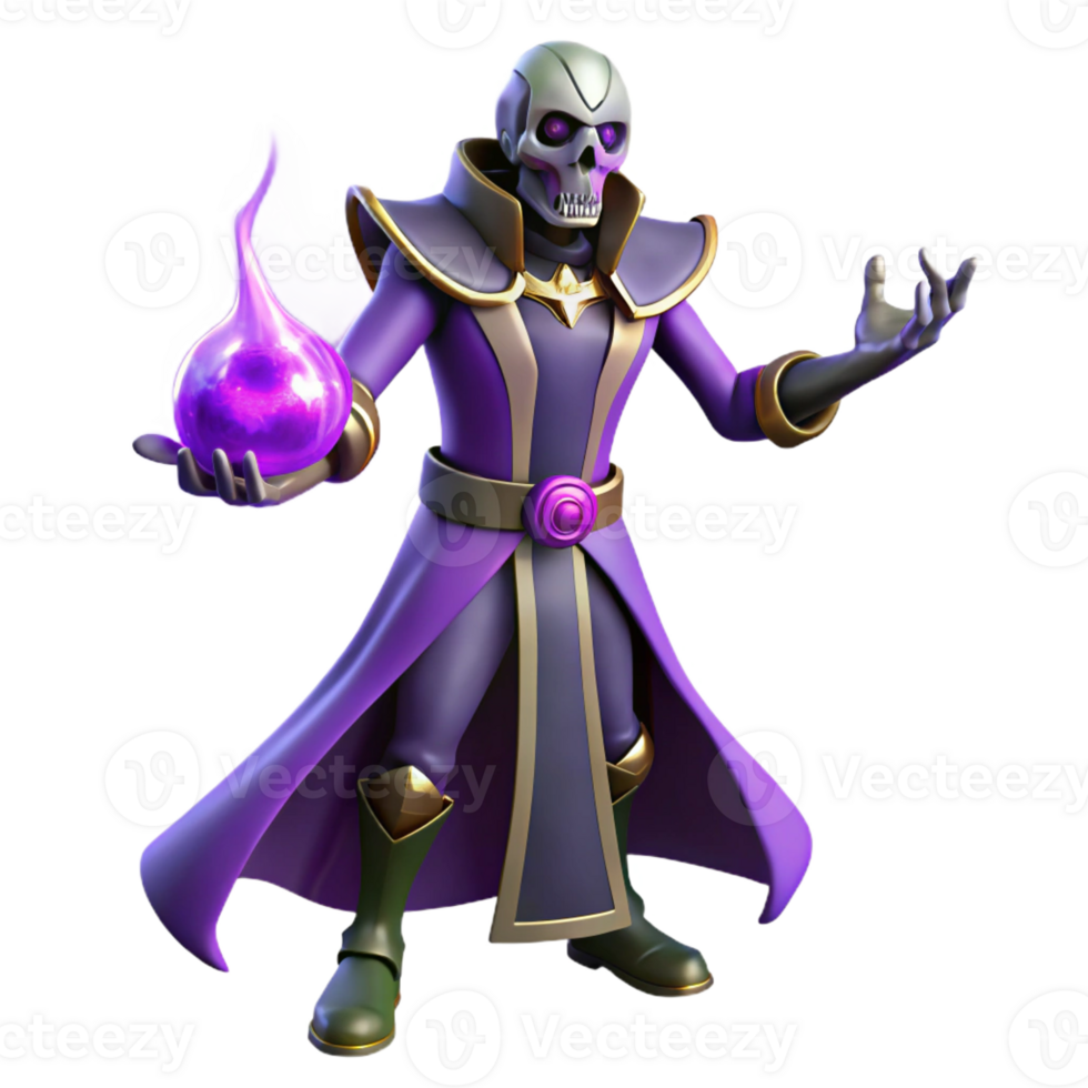 serene vintage 3D Render Undead Sorcerer Illustration authentic png
