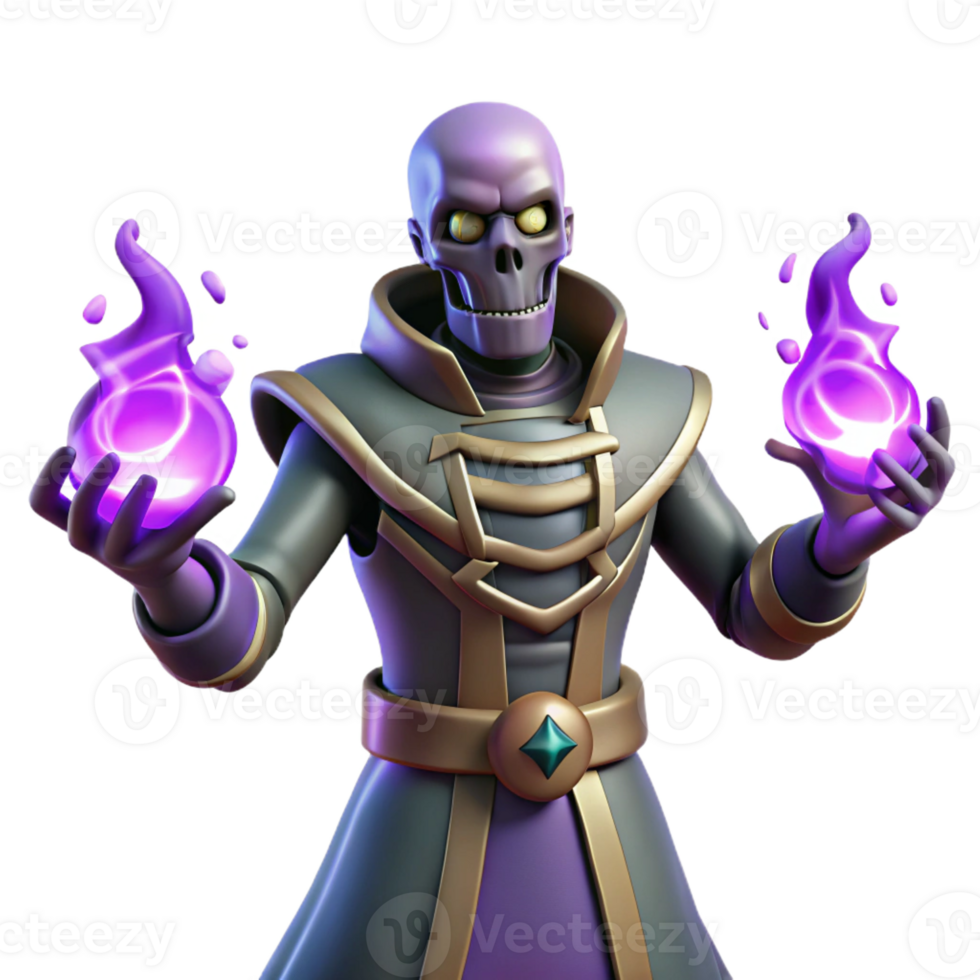 serene minimalist 3D Render of a Necromancer premium png