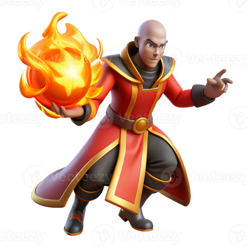 wonderful abstract 3D Render Fire Mage Fantasy Illustration authentic png