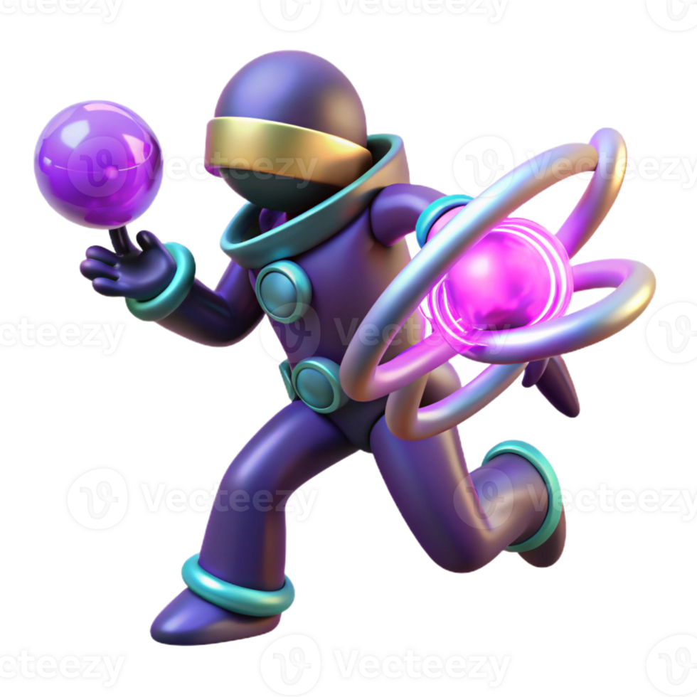 impressive minimalist 3D Render Astronaut with Energy Spheres authentic png