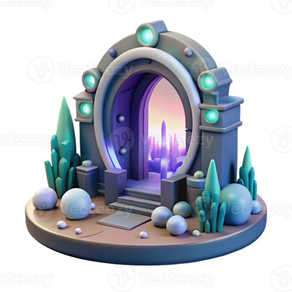 wonderful abstract 3D Render Futuristic Portal Illustration genuine png