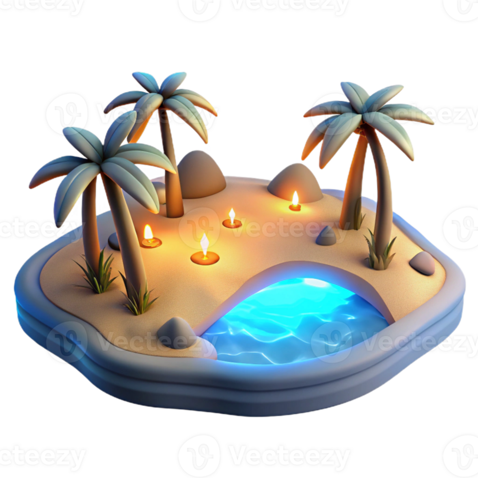 vibrant artistic Serene Island 3D Render genuine png