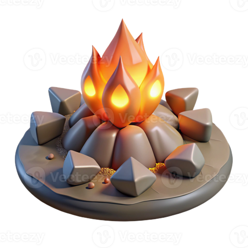 stunning minimalist 3D Cartoon Campfire Illustration genuine png