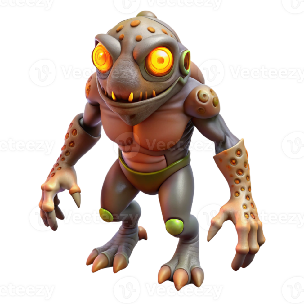 vibrant artistic Cartoon 3D Monster Render high quality png