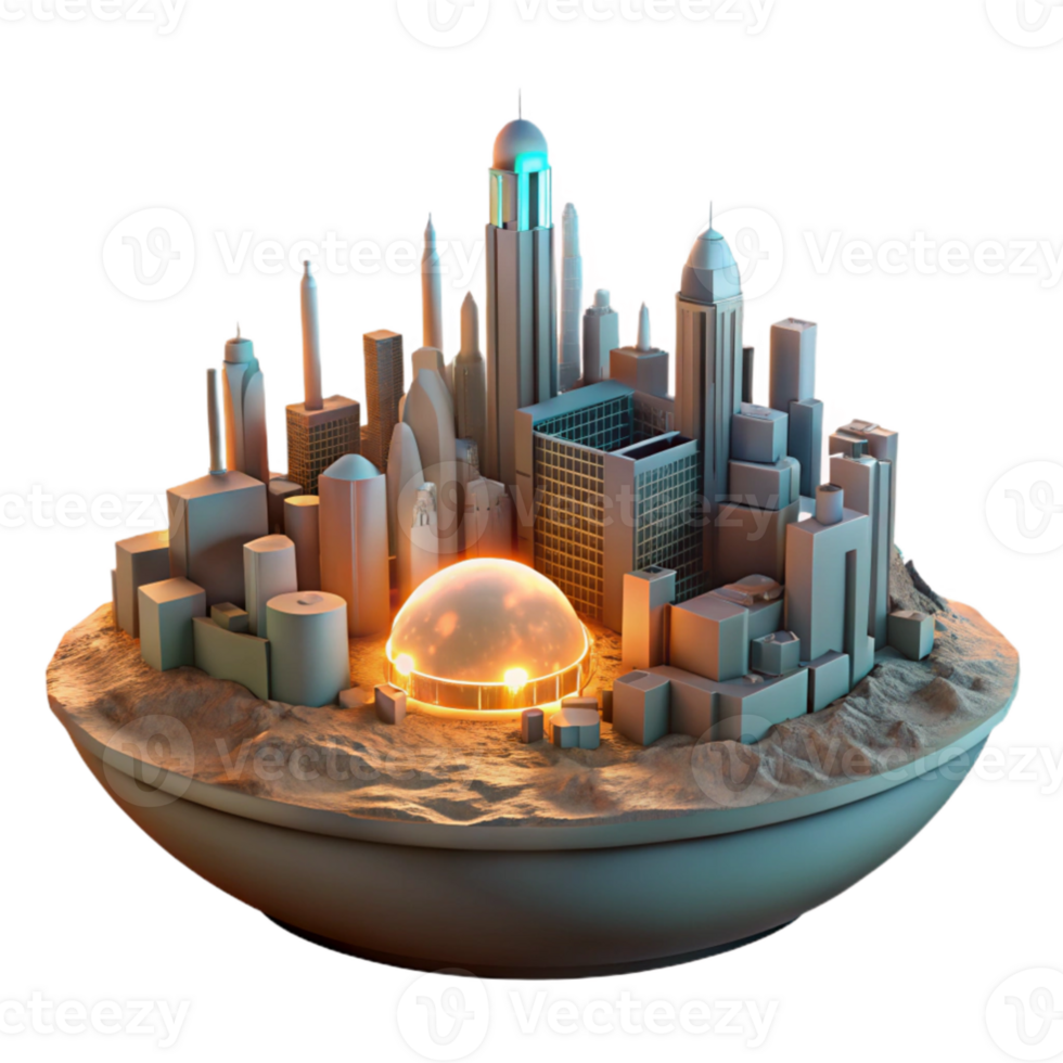 extraordinary artistic Futuristic Cityscape 3D Render high resolution png