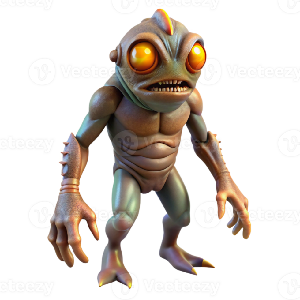 magnificent minimalist 3D Render Cartoon Monster detailed png