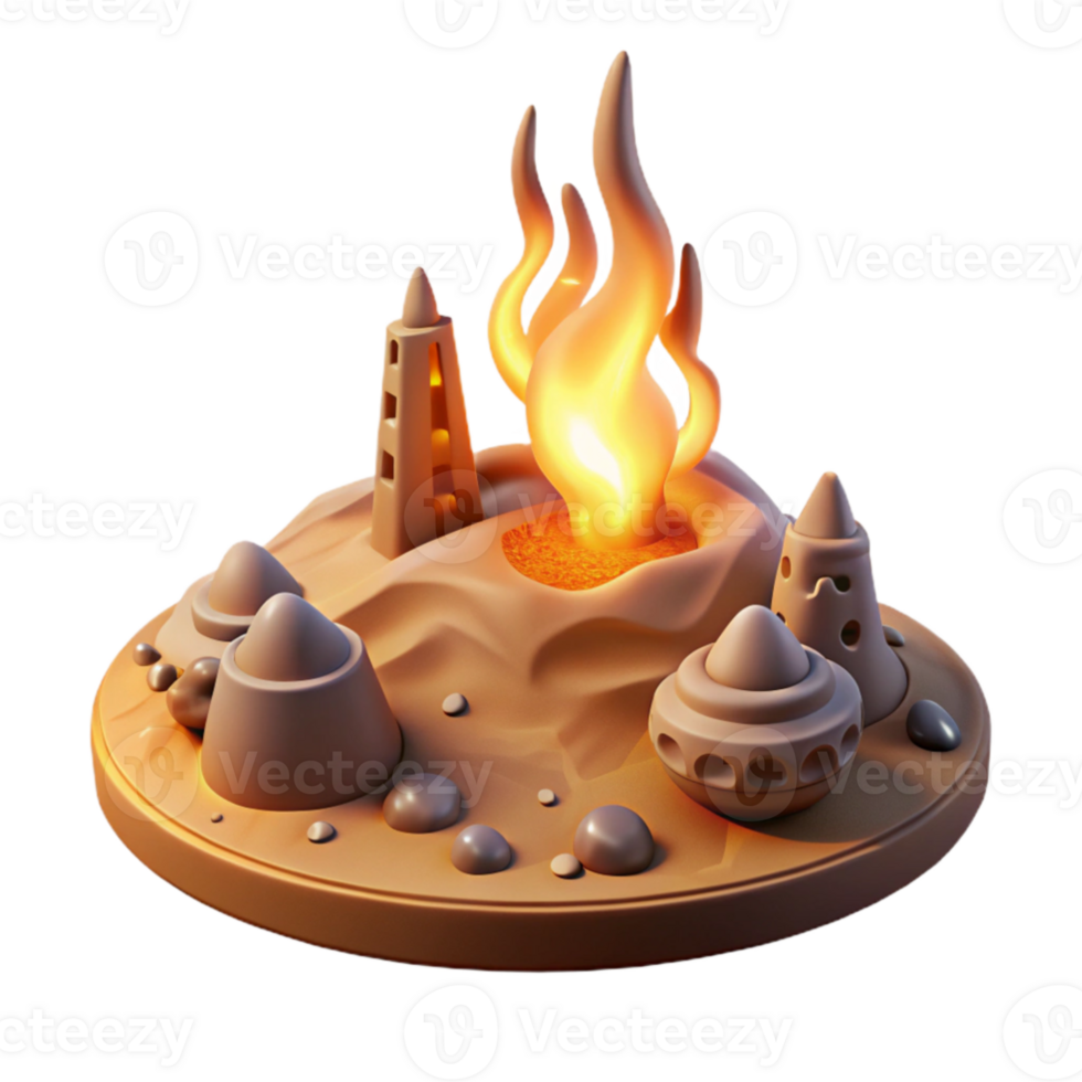 extraordinary vintage Fantasy Desert Island 3D Render authentic png