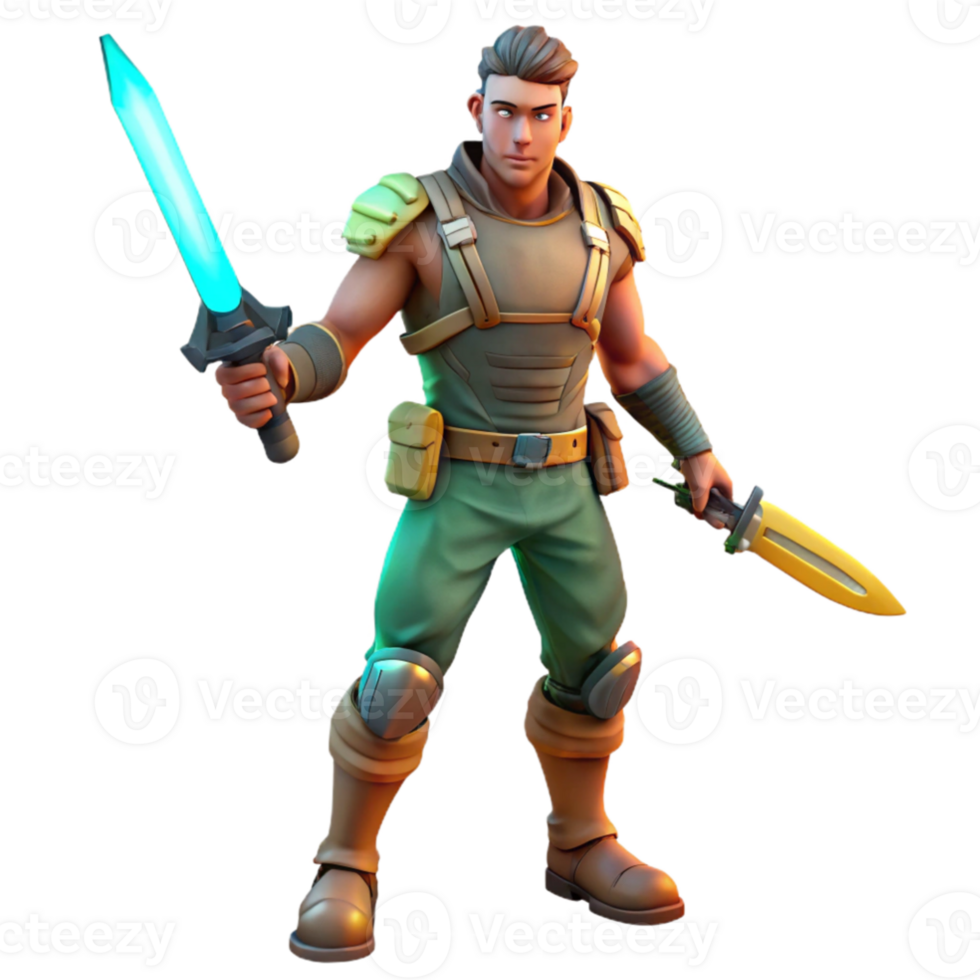 serene modern Stylized 3D Warrior Render genuine png