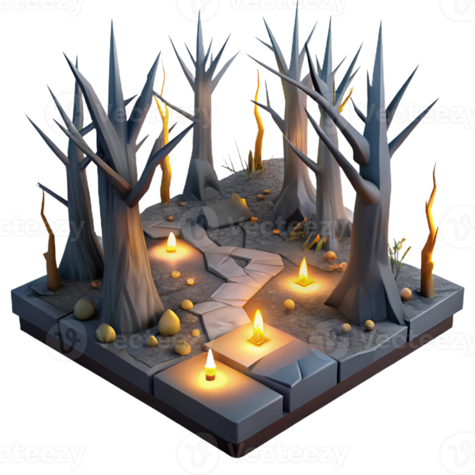 wonderful minimalist Enchanted Forest Path 3D Illustration genuine png