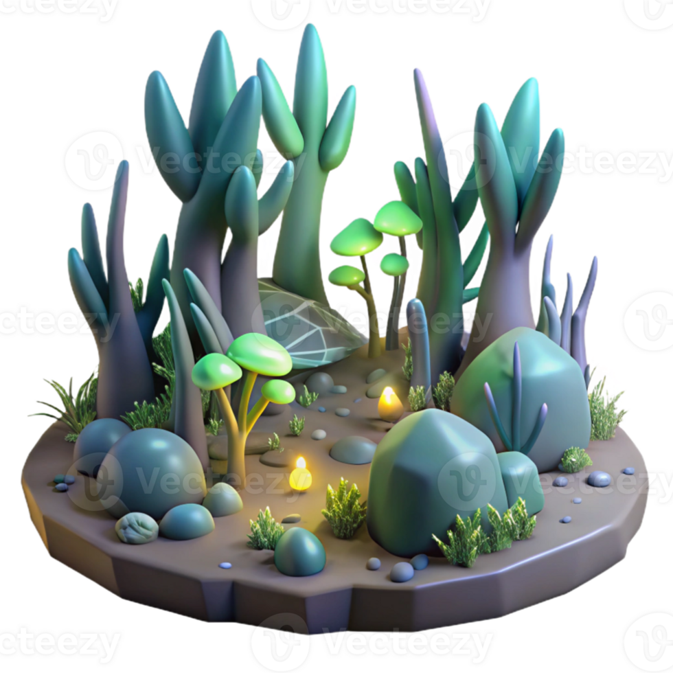 beautiful abstract Enchanted 3D Forest Illustration high resolution png
