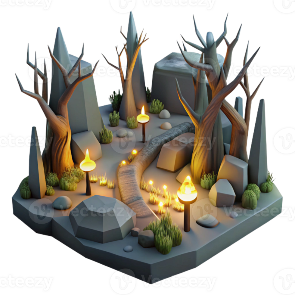 vibrant creative Enchanted Forest Path 3D Illustration high resolution png