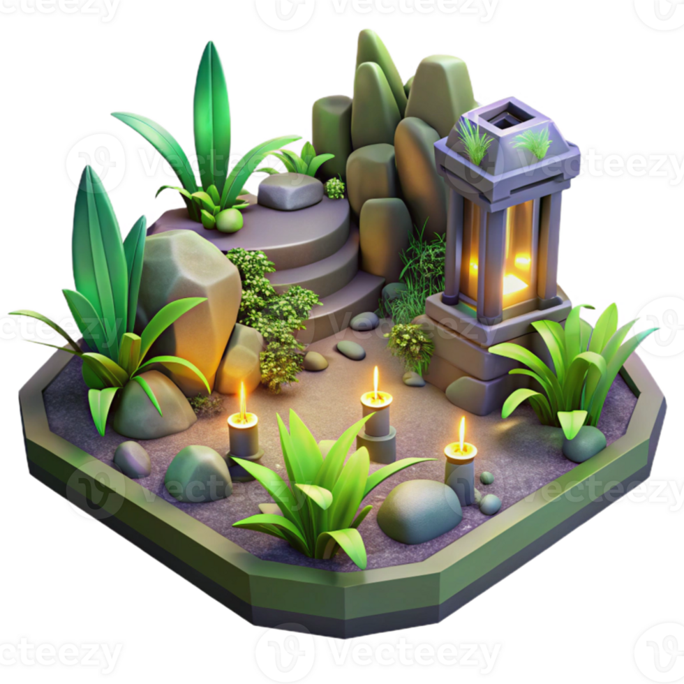 extraordinary classic 3D Stylized Zen Garden Illustration exclusive png