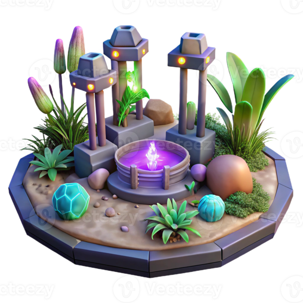 magnificent abstract 3D Stylized Garden Illustration professional png