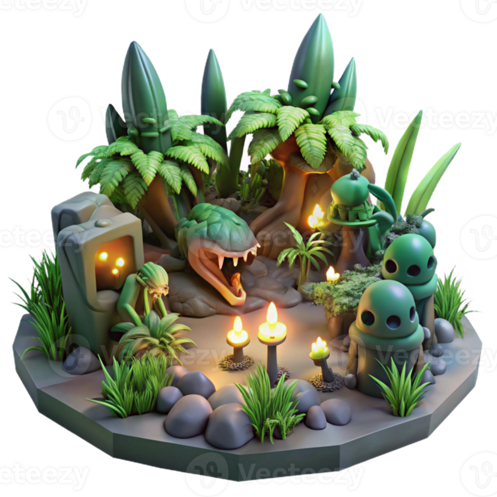 beautiful abstract Enchanted 3D Jungle Scene high quality png