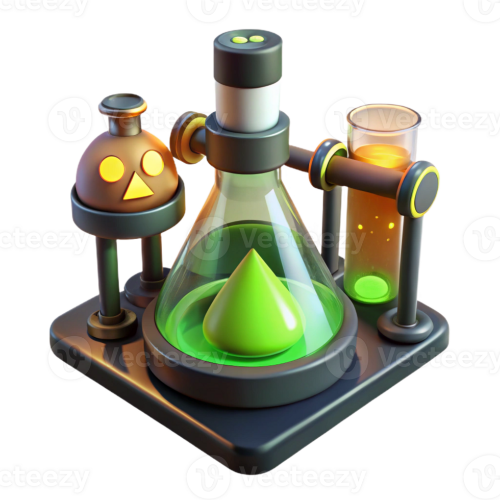 stunning rustic 3D Render Green Potion Lab Setup genuine png