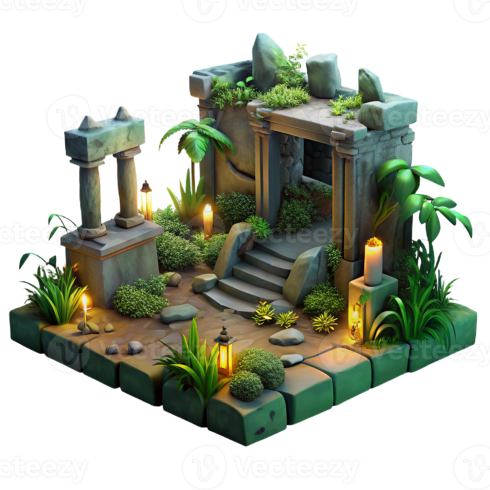 extraordinary artistic Mystical Ruins 3D Render original png