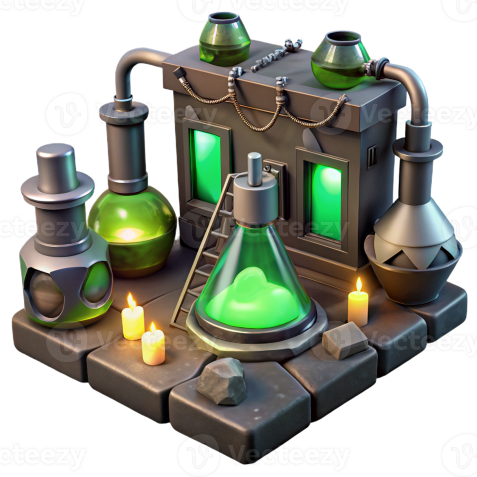 wonderful creative 3D Green Potion Lab Illustration original png