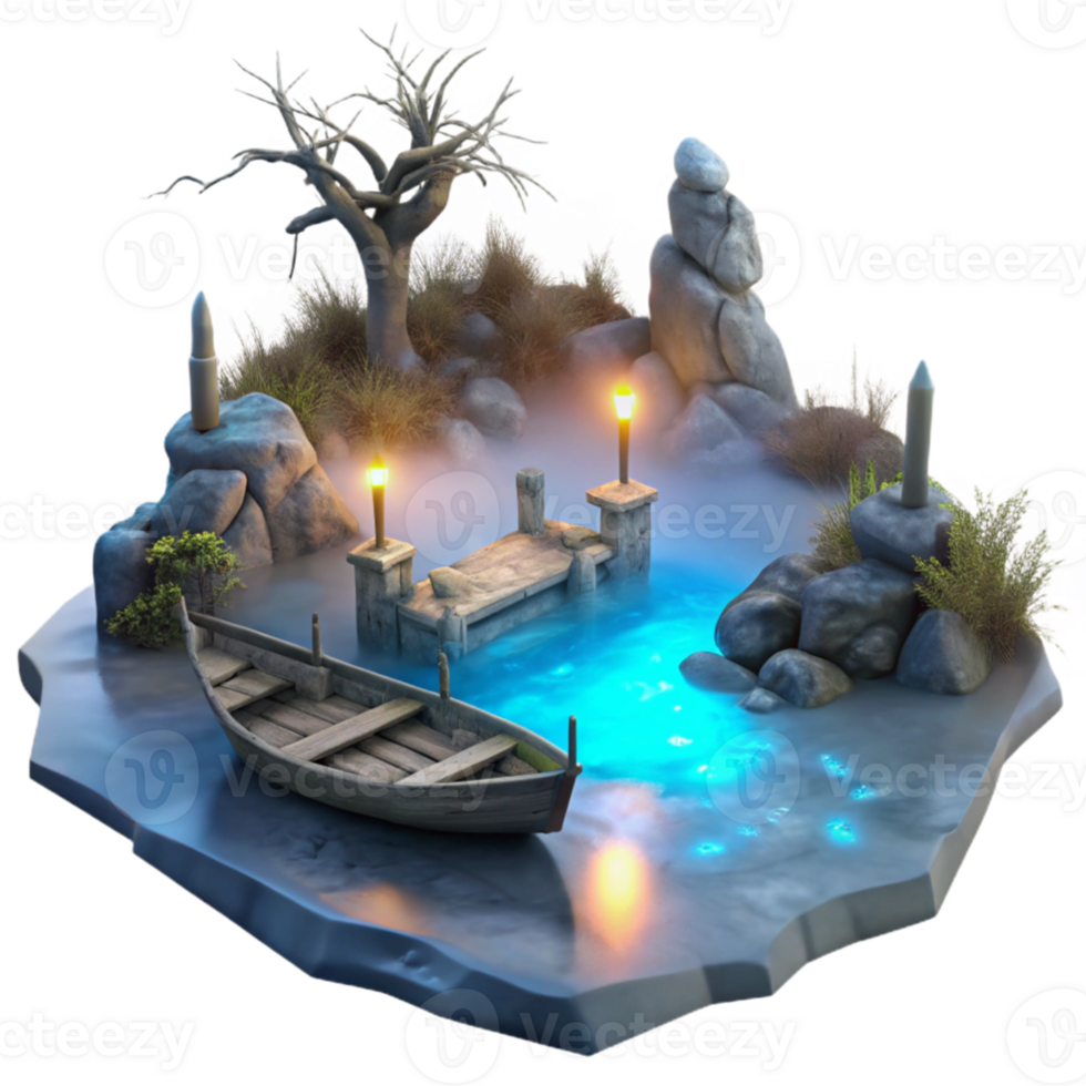 magnificent creative Enchanted River 3D Game Asset high resolution png