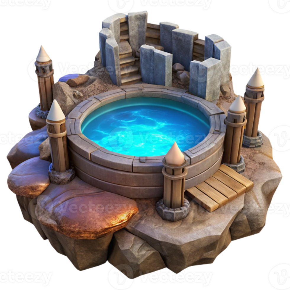 vibrant abstract Fantasy Pool 3D Render original png
